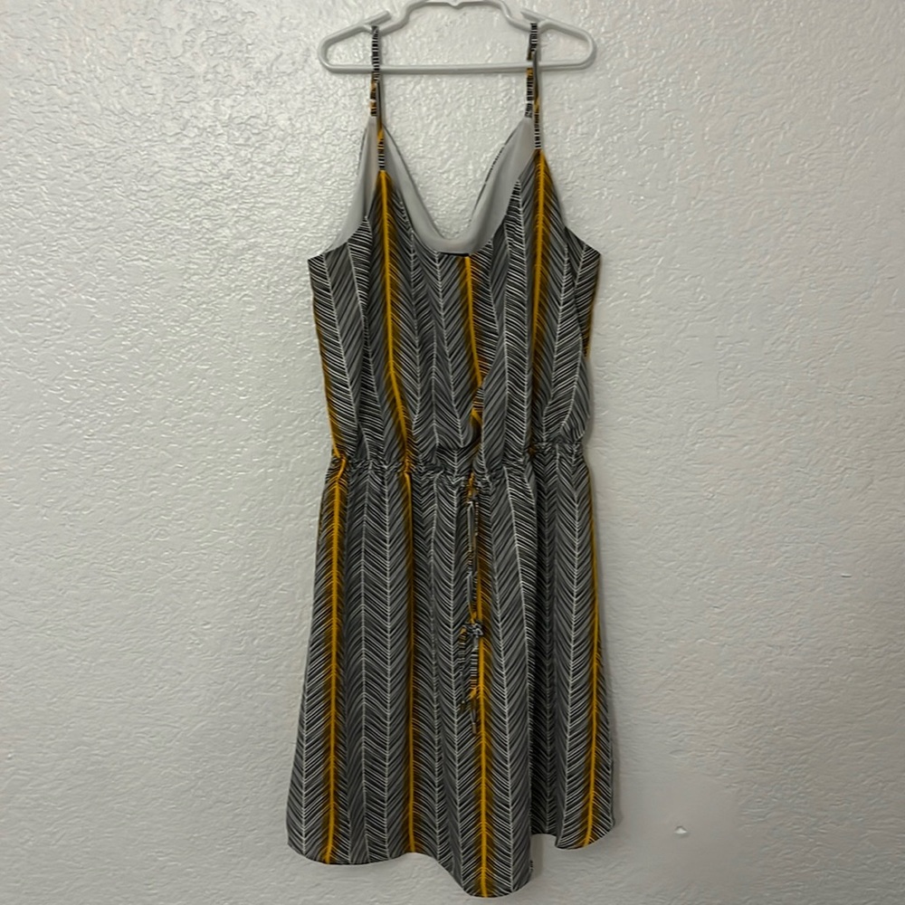 Yellow black and white striped dress